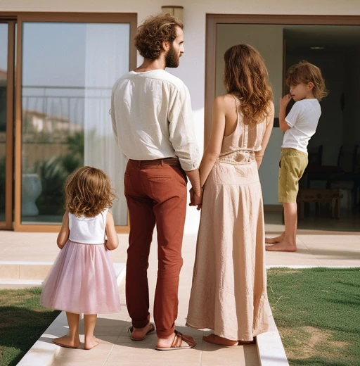 Familia frente a vivienda moderna simbolizando seguridad y confianza en la inversión inmobiliaria