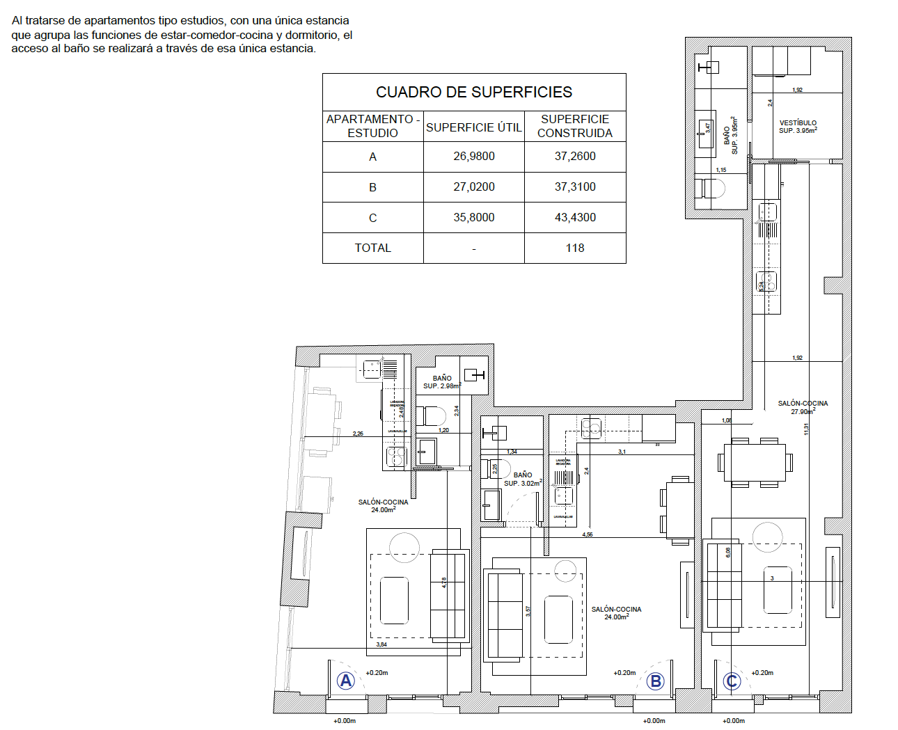 Plano técnico tres viviendas el Carmen - Murcia